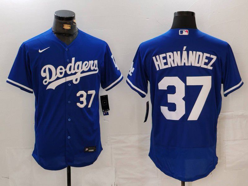 Men Los Angeles Dodgers #37 Hernandez Blue Nike Elite 2024 MLB Jersey style 7263